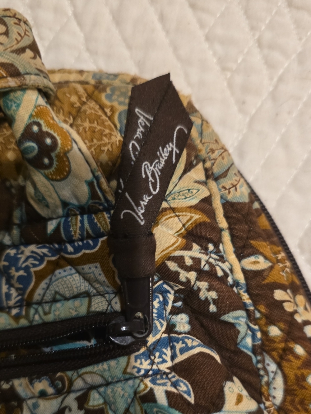 Vera Bradley Quilted Paisley Backpack in Brown, Blue & Cream - Picture 3 of 3